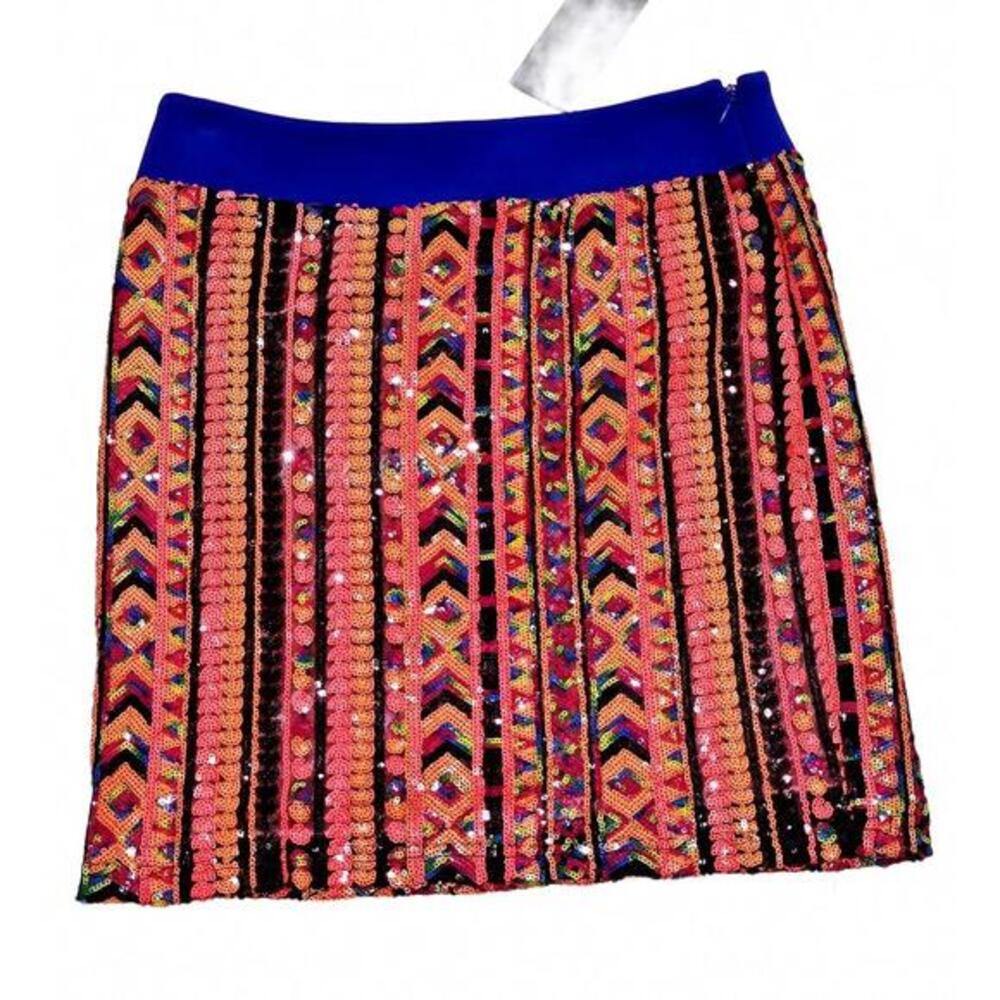 Small I.Madeline‎ Partycore Stretch Waistband Neon Sequined Mini Skirt
